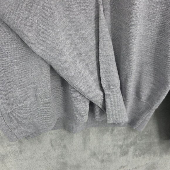 Brooks Brothers V Neck Sweater L Grey Merino Wool Long Sleeve Lightweight New - Picture 5 of 9